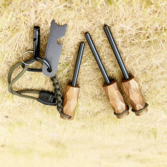 Toren Magnesium Fire Starter Rod — Solid Wood Handle with Scraper