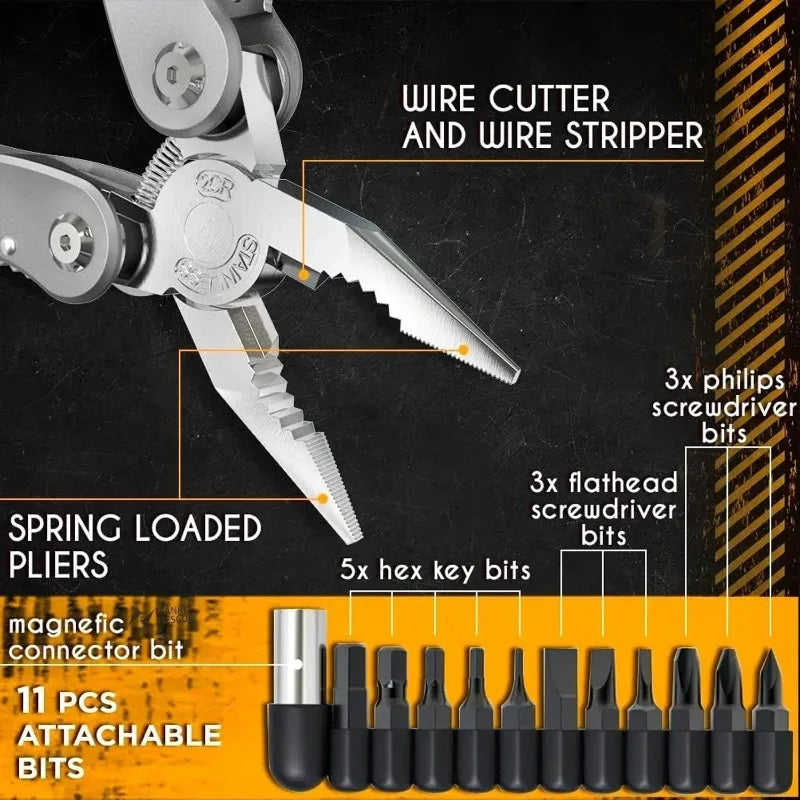 Toren 24-in-1 Folding Multitool Pliers — Full-Size EDC Survival & Field Tool