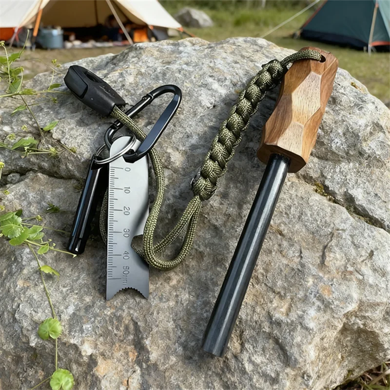 Toren Magnesium Fire Starter Rod — Solid Wood Handle with Scraper