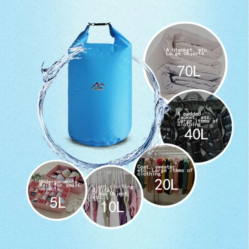 Toren Waterproof Dry Bag — 5L / 10L / 20L / 40L / 70L Roll-Top Outdoor Storage Sack