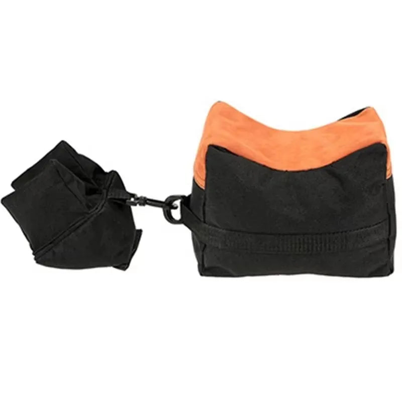 Shooter Stability Kit Snipper Front Rest Bag with orange top and attached sandbag for equipment stabilization.